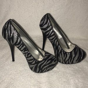 Zebra Glitter Heels